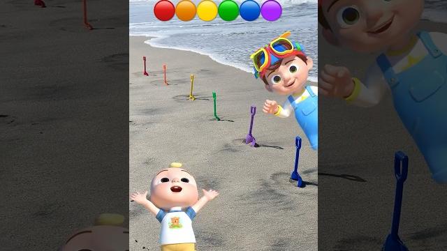 Learn colors red blue green🟢 at the beach! cocomelon toys! #shorts Learn colors red blue green🟢 at the beach! cocomelon toys! #shorts