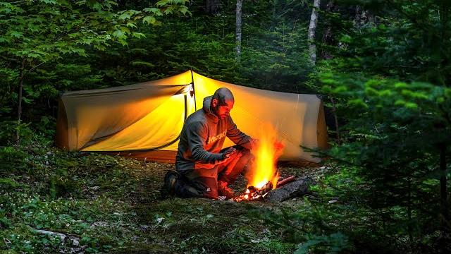 Solo camping in forest with ultralight hiking gear Solo camping in forest with ultralight hiking gear