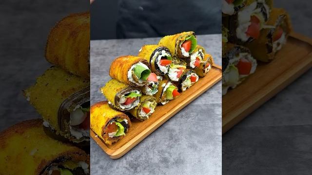 Хит сезона!! самые вкусные ролы из баклажанов!! #shorts Хит сезона!! самые вкусные ролы из баклажанов!! #shorts