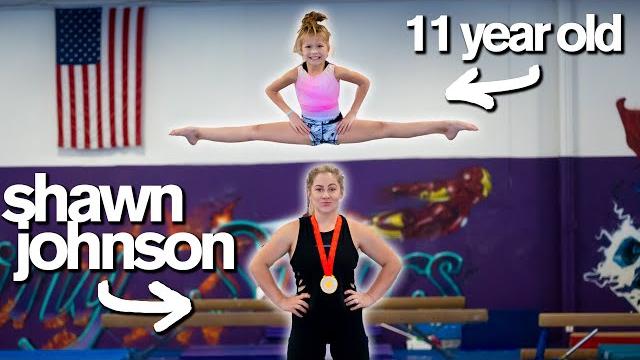 Kid vs adult all star gymnastics challenge ft shawn johnson Kid vs adult all star gymnastics challenge ft shawn johnson
