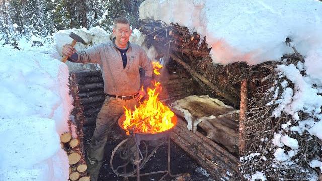Forging a knife & survival camping alone in the wilderness Forging a knife & survival camping alone in the wilderness
