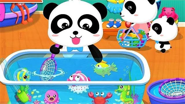 Baby panda plays with fishes | go shopping in supermarket | animation & kids songs | babybus Baby panda plays with fishes | go shopping in supermarket | animation & kids songs | babybus