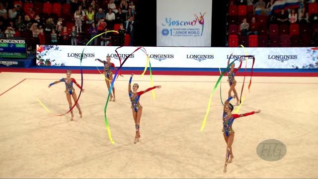 Russian federation (rus) - 2019 rhythmic junior worlds, moscow (rus) - qualifications 5 ribbons Russian federation (rus) - 2019 rhythmic junior worlds, moscow (rus) - qualifications 5 ribbons