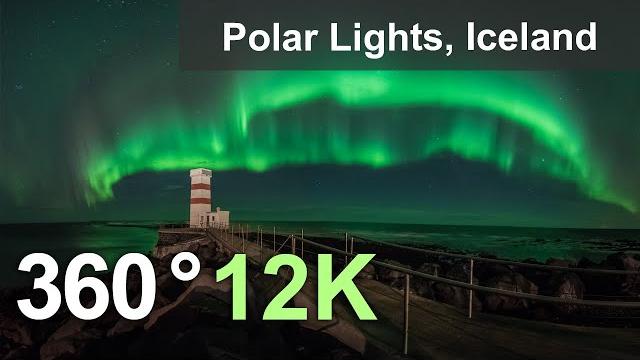 Northern lights in iceland. 360 video in 12k. Northern lights in iceland. 360 video in 12k.