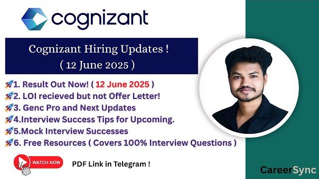 Cognizant hiring update – genc pro & next, loi, results | 12 june 2025 | must watch for freshers Cognizant hiring update – genc pro & next, loi, results | 12 june 2025 | must watch for freshers