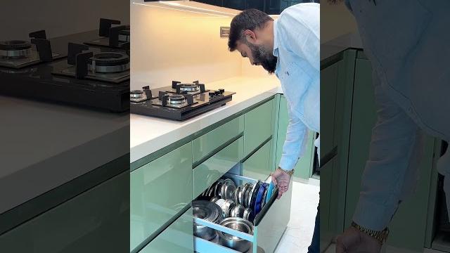 Sleek & modern modular kitchen with acrylic finish & smart storage | kitchenlane #kitchenlane Sleek & modern modular kitchen with acrylic finish & smart storage | kitchenlane #kitchenlane