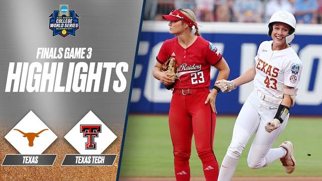 Texas vs texas tech: 2025 women's college world series finals game 3 | extended highlights Texas vs texas tech: 2025 women's college world series finals game 3 | extended highlights