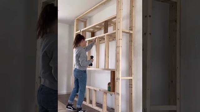 Building a fireplace wall! #diyprojects #holidays #shorts Building a fireplace wall! #diyprojects #holidays #shorts