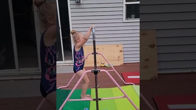 Gymnastics girl bar work at home. Gymnastics girl bar work at home.