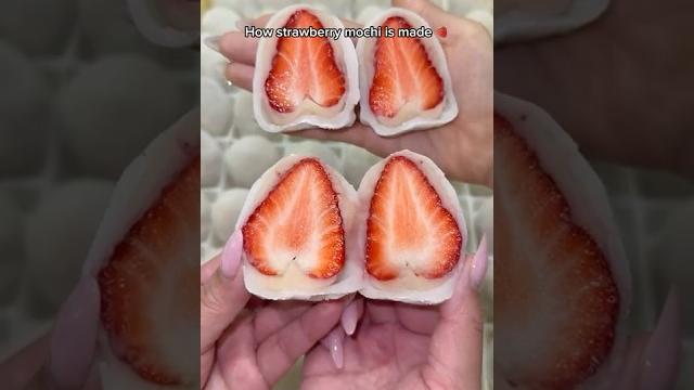 Making strawberry mochi in japan ️ Making strawberry mochi in japan ️