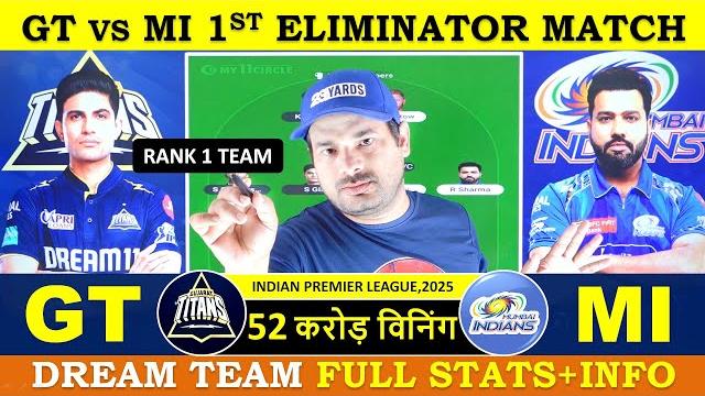 Gt vs mi today match prediction | gujarat titans vs mumbai indians ipl 2025 eliminator match Gt vs mi today match prediction | gujarat titans vs mumbai indians ipl 2025 eliminator match