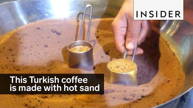 Turkish coffee made with hot sand Turkish coffee made with hot sand