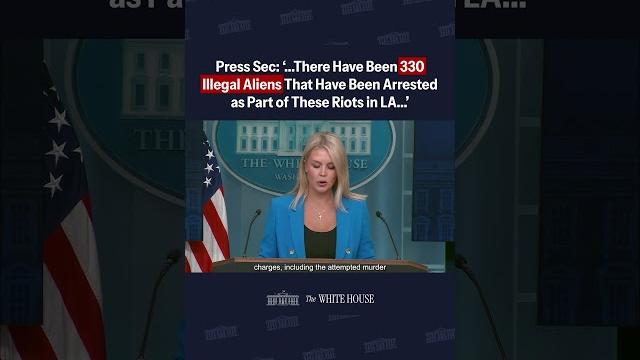 Press sec: ‘there have been 330 illegal aliens that have been arrested as part of these riots in la" Press sec: ‘there have been 330 illegal aliens that have been arrested as part of these riots in la"
