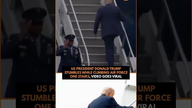 Oops! trump’s staircase slip goes viral | news9 Oops! trump’s staircase slip goes viral | news9