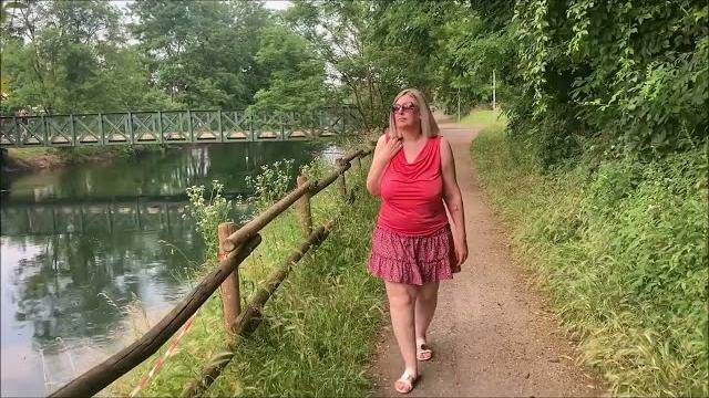 Braless fashion in nature – a summer afternoon between city outskirts , riverbanks and fresh Braless fashion in nature – a summer afternoon between city outskirts , riverbanks and fresh