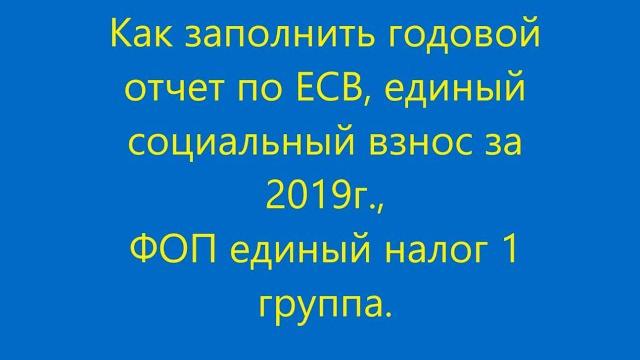 Как заполнить годовой отчет по есв, единый социальный взнос за 2019г., фоп единый налог (1 группа). Как заполнить годовой отчет по есв, единый социальный взнос за 2019г., фоп единый налог (1 группа).