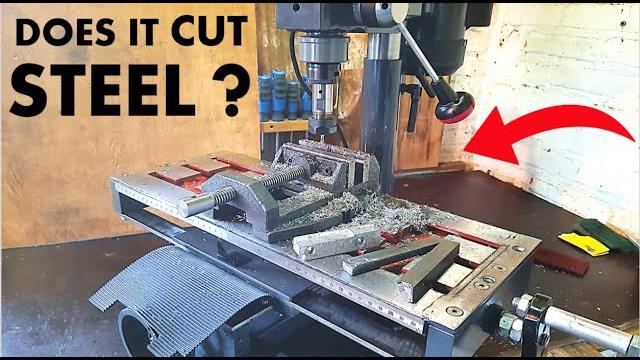 Homemade milling machine trying to cut steel Homemade milling machine trying to cut steel