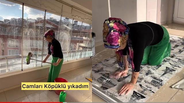 Sicak su i̇le perdeleri̇ camlari yikadim Sicak su i̇le perdeleri̇ camlari yikadim