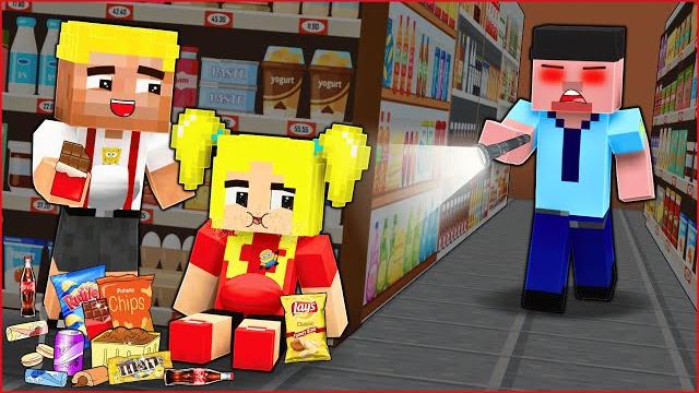 Efekan ve kiz kardeşi̇ gi̇zli̇ce markette kaliyor! - minecraft Efekan ve kiz kardeşi̇ gi̇zli̇ce markette kaliyor! - minecraft