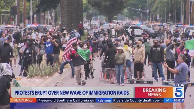 Ice raid protests turn destructive in los angeles Ice raid protests turn destructive in los angeles