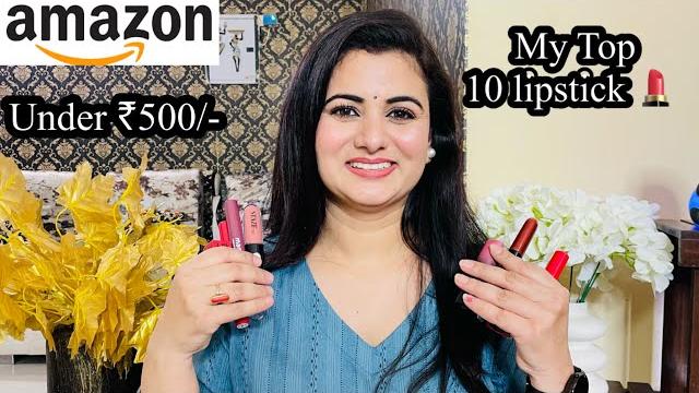 Amazon 10 lipstick collection under ₹500 & swatchesdark/nude lipstick, creamy matte, smudge proof Amazon 10 lipstick collection under ₹500 & swatchesdark/nude lipstick, creamy matte, smudge proof
