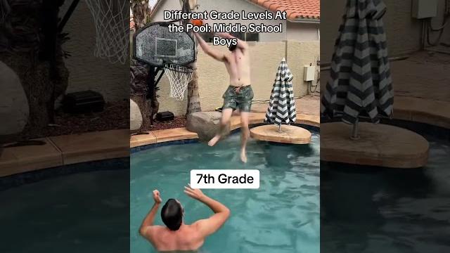 Middle school boys at the pool Middle school boys at the pool
