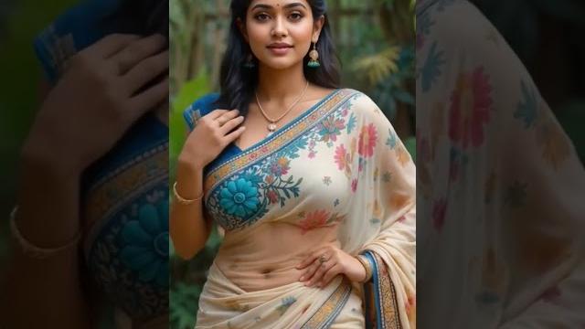 Indian beauty in transparent floral saree| ai or real Indian beauty in transparent floral saree| ai or real