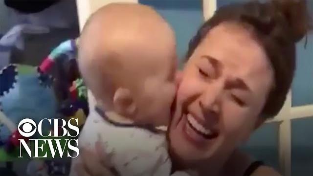 9-month-old baby covers mom in kisses in viral video 9-month-old baby covers mom in kisses in viral video