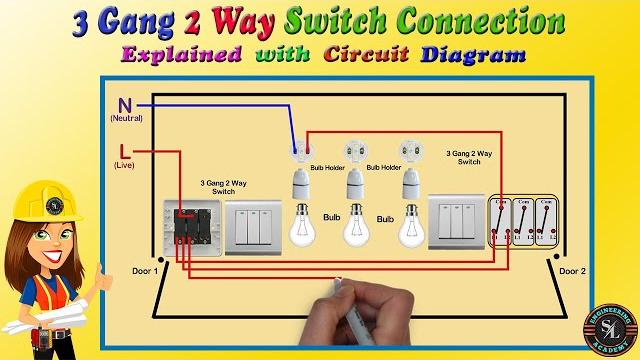 3 gang 2 way switch connection / how to wire three gang two way switch/ explain with circuit diagram 3 gang 2 way switch connection / how to wire three gang two way switch/ explain with circuit diagram