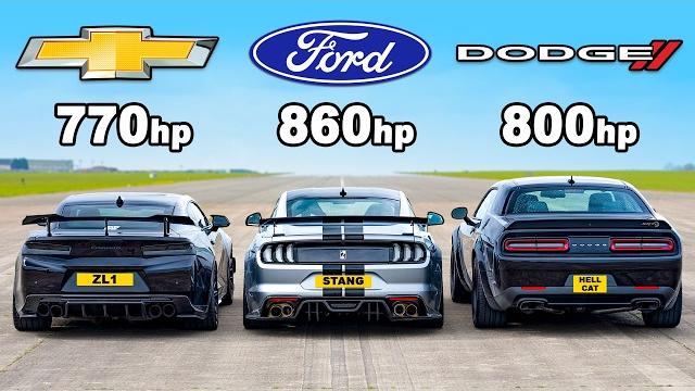Ford mustang v chevy camaro v dodge hellcat redeye: drag race Ford mustang v chevy camaro v dodge hellcat redeye: drag race