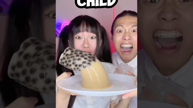 Adult vs child emoji food challenge asmr bubble tea boba #funny #asmr #mukbang #milo Adult vs child emoji food challenge asmr bubble tea boba #funny #asmr #mukbang #milo