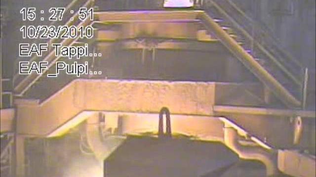 Bottle hit molten steel Bottle hit molten steel