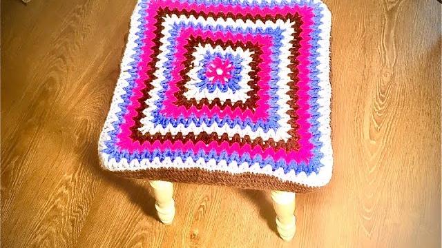 Сидушка на табуретку крючком/crochet stool cover Сидушка на табуретку крючком/crochet stool cover