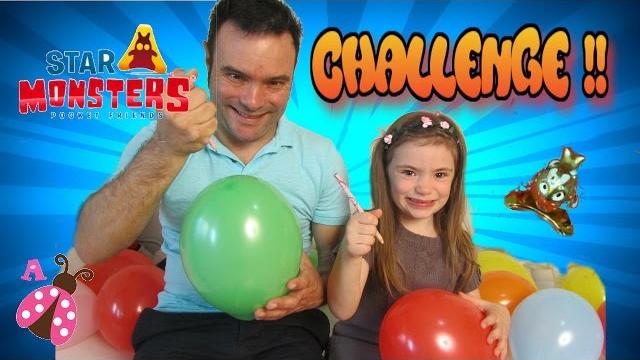 Reto con globos y star monsters - jugando con mi padre Reto con globos y star monsters - jugando con mi padre