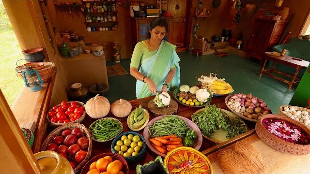 Vegetable biryani & 2 veg recipes || 3 veg village foods cooking in village || the traditional life Vegetable biryani & 2 veg recipes || 3 veg village foods cooking in village || the traditional life