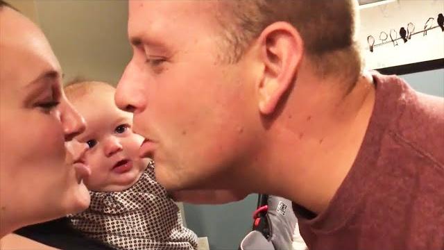 Babies reaction when daddy kiss mommy | pew baby Babies reaction when daddy kiss mommy | pew baby