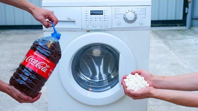 Experiment coca cola mentos vs washing machine Experiment coca cola mentos vs washing machine