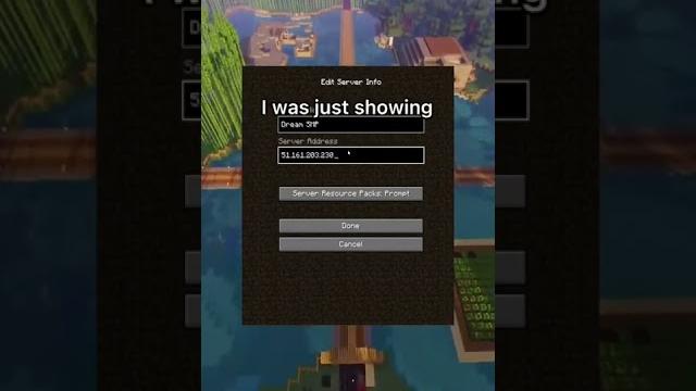 I leaked the dream smp ip??! #shorts #mcyt I leaked the dream smp ip??! #shorts #mcyt