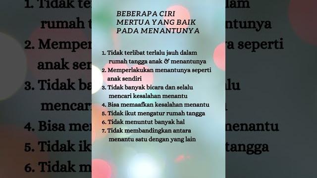 Beberapa ciri mertua yang baik pada menantunya Beberapa ciri mertua yang baik pada menantunya