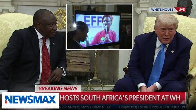 Watch: trump plays clip of south african politician making racist comments in front of president Watch: trump plays clip of south african politician making racist comments in front of president