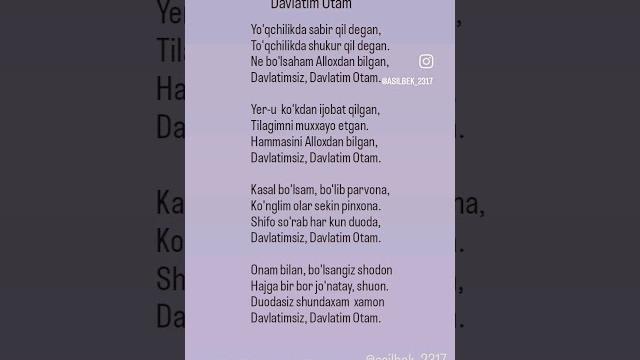Ota haqida ajoyib sher Ota haqida ajoyib sher