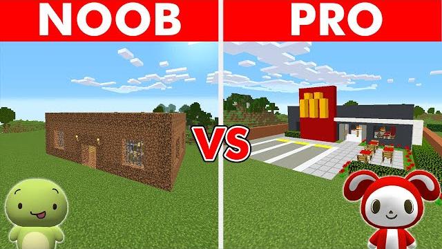Minecraft noob vs pro: modern mcdonalds house build challenge Minecraft noob vs pro: modern mcdonalds house build challenge