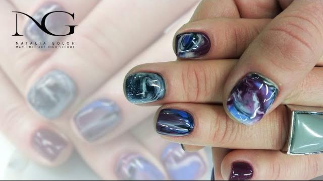 Модный маникюр - эффект мрамора . как его делать / nail design - marble manicure. how to do it Модный маникюр - эффект мрамора . как его делать / nail design - marble manicure. how to do it
