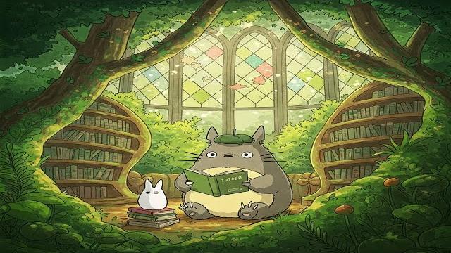 Aesthetic forest library with totoro | peaceful fantasy escape | dreamy ghibli world in the woods Aesthetic forest library with totoro | peaceful fantasy escape | dreamy ghibli world in the woods