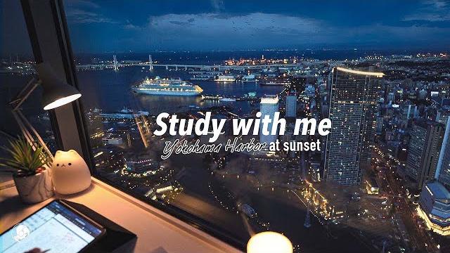 2.5-hour study with me / calm piano / yokohama harbor at sunset / with countdown+alarm 2.5-hour study with me / calm piano / yokohama harbor at sunset / with countdown+alarm