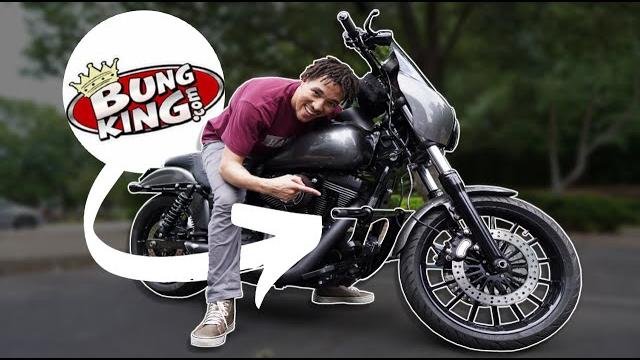 Installing the bung king crash bar on my dyna! Installing the bung king crash bar on my dyna!
