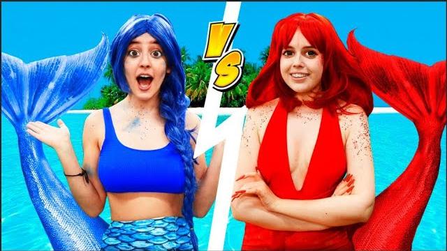 Холодная vs горячая русалка в бассейне челлендж! Холодная vs горячая русалка в бассейне челлендж!