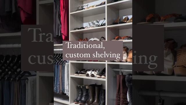 Let’s talk shoes two popular options for shoe storage in a custom closet are traditional & tilted Let’s talk shoes two popular options for shoe storage in a custom closet are traditional & tilted