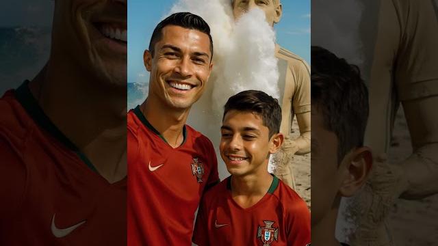 When cr7 and his son meet messi’s sand clone at the beach!#ai #football #messi #cr7 #video When cr7 and his son meet messi’s sand clone at the beach!#ai #football #messi #cr7 #video