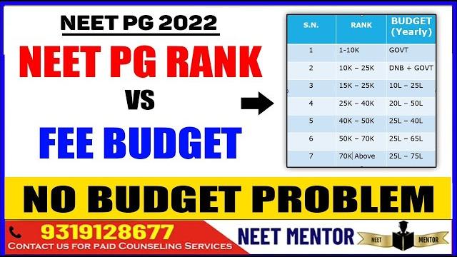 Neet pg 2022 rank vs tuition fee budget smart/expert counselling how to save budget neet mentor Neet pg 2022 rank vs tuition fee budget smart/expert counselling how to save budget neet mentor
